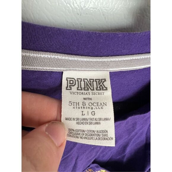 PINK By Victorias Secret LSU Geaux Tigers Long Sleeve Top Woman’s Size Large - Picture 6 of 7